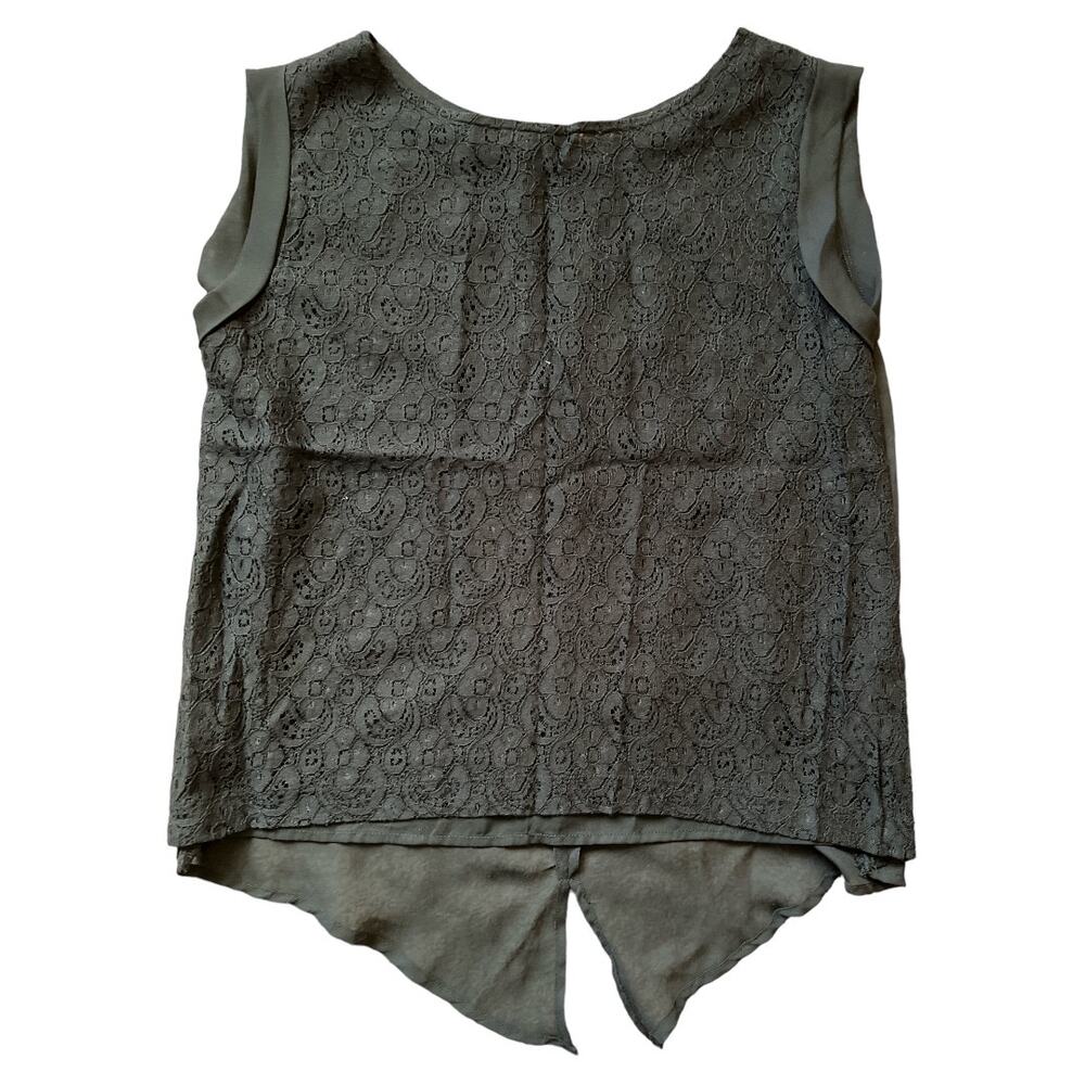 Ellen Tracy Black Lace Semi Sheer Sleeveless Top, L